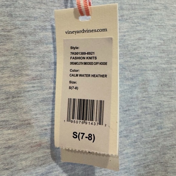 Vineyard Vines Dreamcloth Smocked Cuff Hoodie Girls Size S 7-8 - Picture 8 of 8